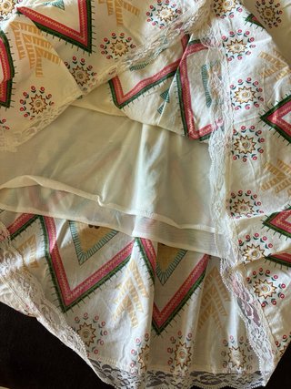 Vestido de algodón blanco rojo Talla M