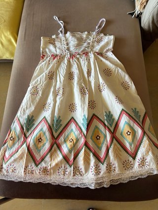 Vestido de algodón blanco rojo Talla M