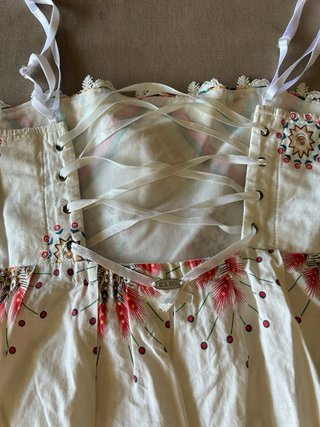 Vestido de algodón blanco rojo Talla M