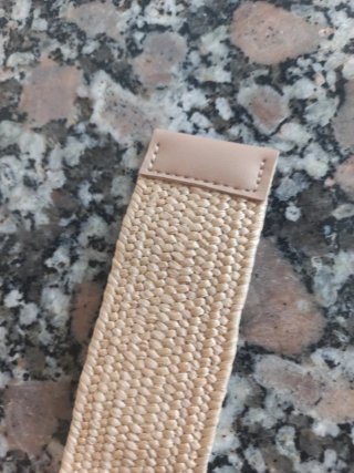 Cinturón mujer beige y naranja, elástico 95 cm