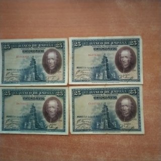 Lote 4 Billetes 25 Pesetas República Española