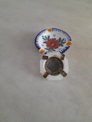 2 Ceniceros Antiguos Cerámica y Metal