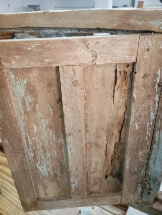 Ventana antigua madera maciza 2 hojas 85x58cm
