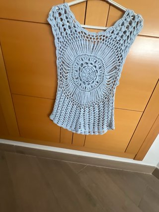 Top de hilo azul talla única