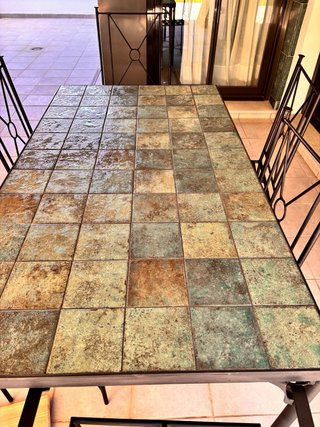 Mesa de hierro forjado con cerámica 160x90