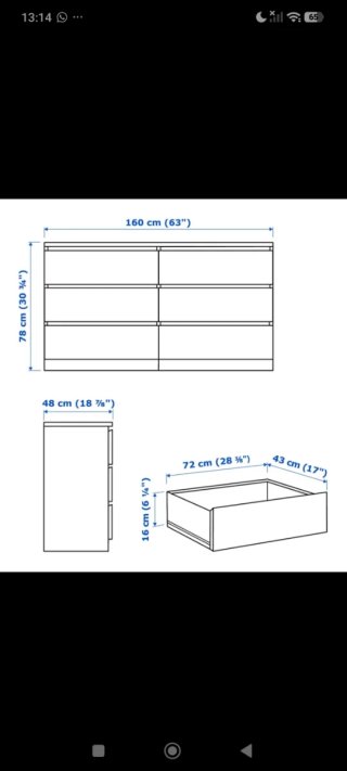 Cómoda MALM Ikea 6 cajones