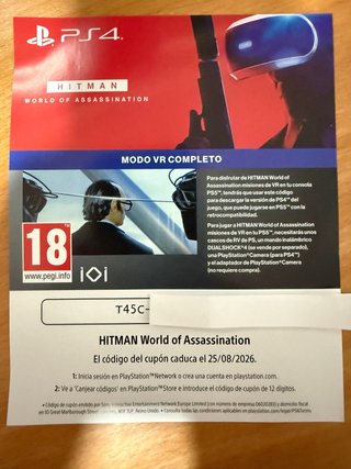 Código VR Hitman World Assassination PS4