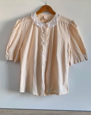 Blusa Vintage MissAstor Rayas amarillo/Blanco