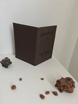 Funda de Pasaporte gris con Mapa Mundial
