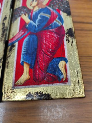 Tríptico religioso madera