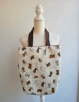 Bolso de tela con estampado de perros