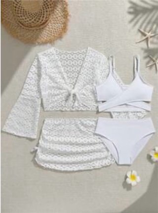 Conjunto bikini y caftán blanco niña ¡A ESTRENAR!
