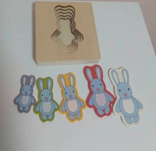 Puzzle Madera Conejo Azul