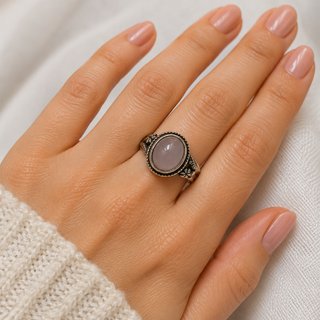Anillo Cuarzo Rosa - Piedra Amor (Talla 17)