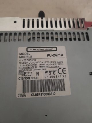 Radio Clarion Peugeot 206. Original.