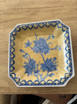 Cenicero porcelana pintado a mano flores