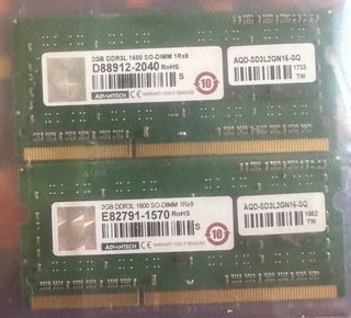 2x Módulos RAM 2GB DDR3L 1600MHz SO-DIMM