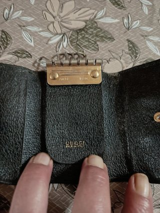 Portachiavi Gucci Bamboo Pelle Nero Oro