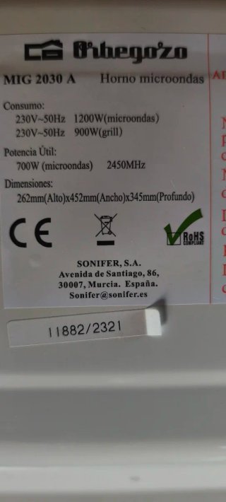 Microondas Orbegozo Grill