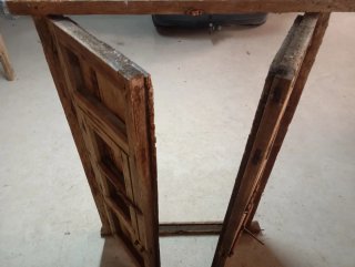 Ventana antigua madera maciza 2 hojas 124x74cm