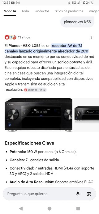 Receptor AV Pioneer VSX-LX55
