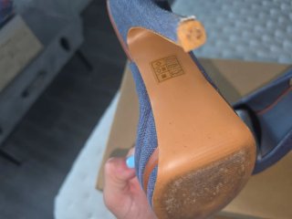 Zapatos de tacón vaqueros peep toe
