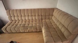 Sofá modular beige de tela