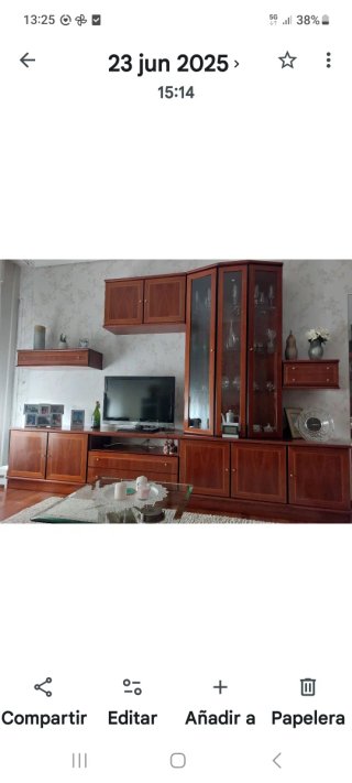 Mueble de salón modular madera y cristal