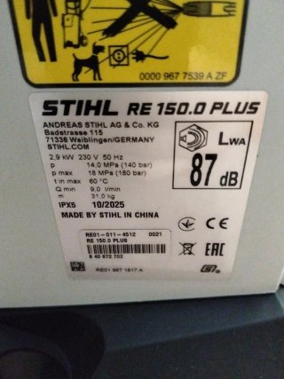 Hidrolimpiadora Stihl RE 150 PLUS