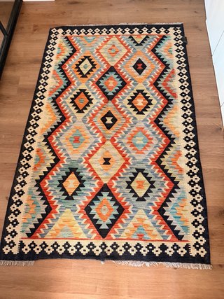 Alfombra Ikat Kilim Tejida Lana Multicolor