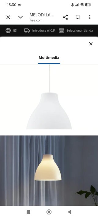 Lámpara Techo Ikea Melody Blanca