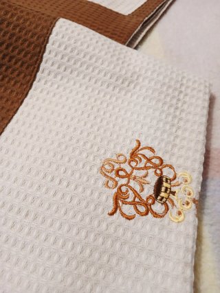 Set Asciugamani Cotone Marrone e Bianco