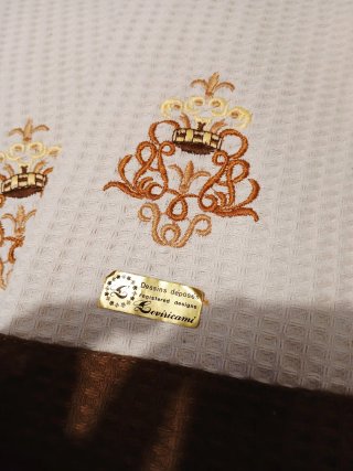 Set Asciugamani Cotone Marrone e Bianco