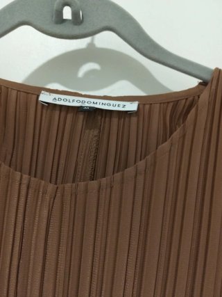 Vestido plisado marrón talla única