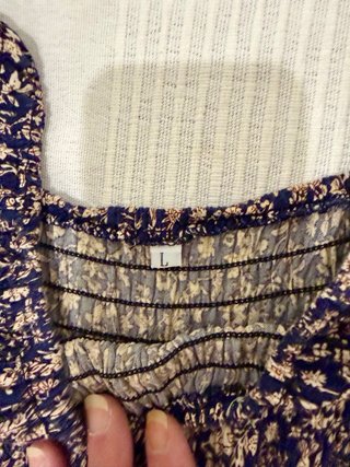 Vestido largo floral azul y beige