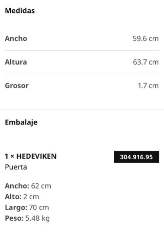 HEDEVIKEN IKEA PUERTA MARRÓN OSCURO CHAPA DE ROBLE