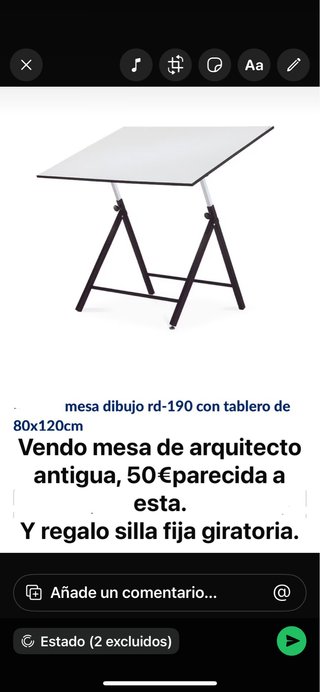 Mesa de arquitecto 80x120cm + Silla giratoria
