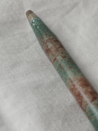 Bolígrafo Inox Crom Verde Jaspeado Bañado Oro