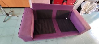 Sofá 3 plazas morado de tela