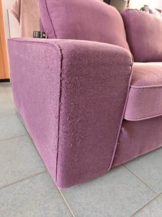 Sofá 3 plazas morado de tela