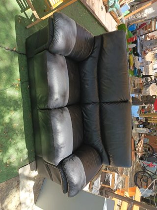 Sofá de cuero negro 2 plazas
