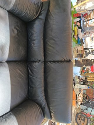 Sofá de cuero negro 2 plazas