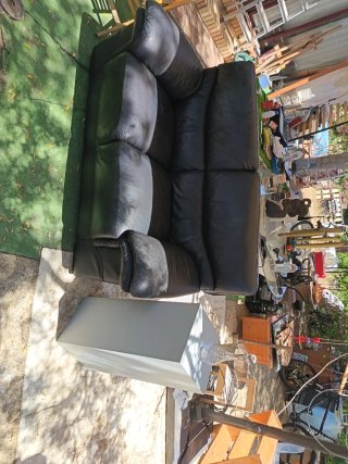 Sofá de cuero negro 2 plazas