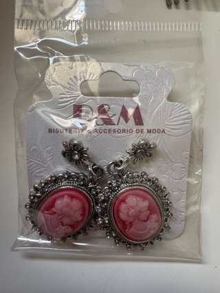 Pendientes D&M Dama Rosa y Plateado