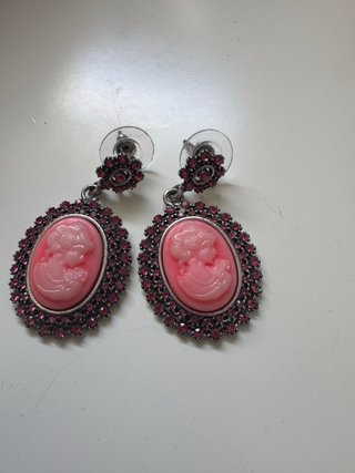 Pendientes Cameo Rosas con Circonitas