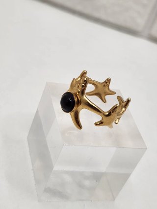 Anillo Acero Quirúrgico Chapado Oro ajustable