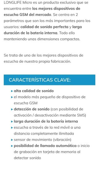 Dispositivo escucha GSM LONGLIFE Micro