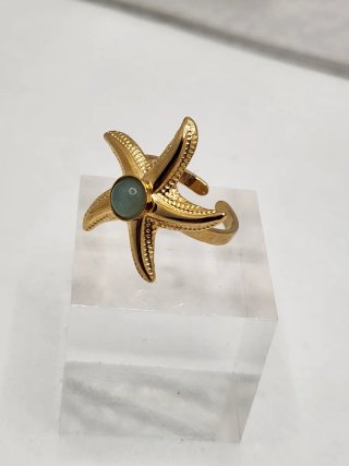 Anillo Estrella de Mar Chapado Oro Ajustable