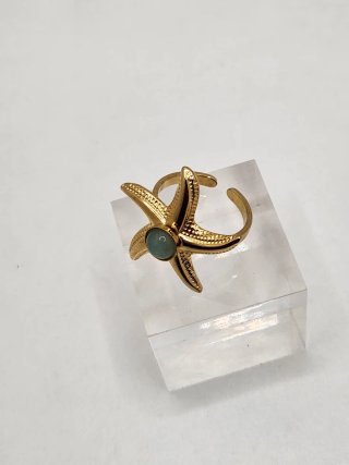 Anillo Estrella de Mar Chapado Oro Ajustable