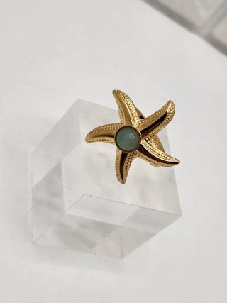 Anillo Estrella de Mar Chapado Oro Ajustable